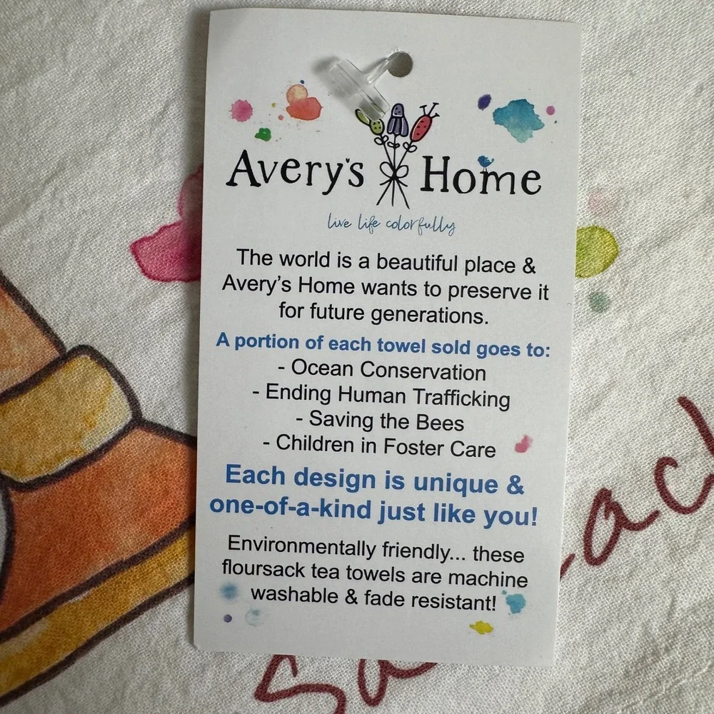 Averys Home Hanukkah Sameach Flour‎ Sack Dish Towel 100% Cotton 27